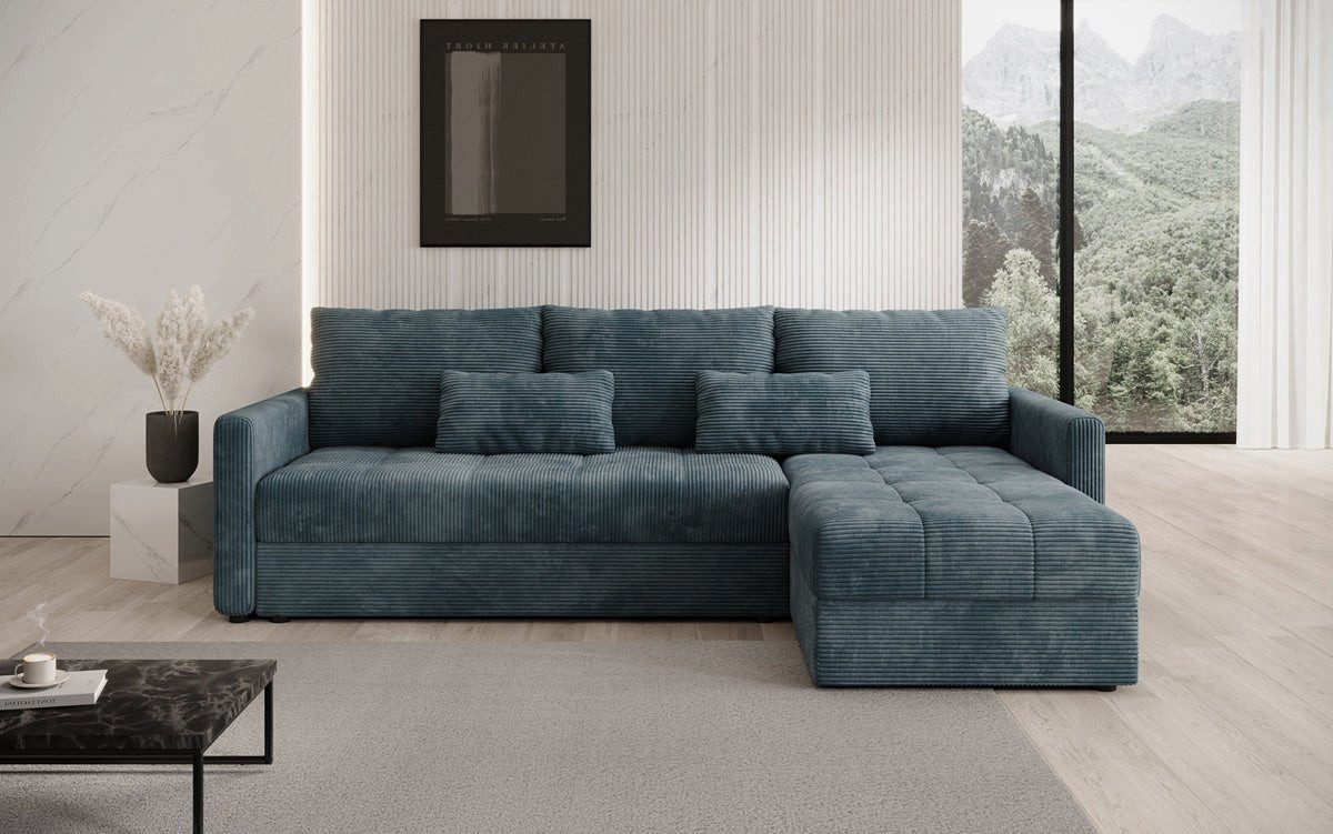 Luxusbetten24 Schlafsofa Designer Sofa Roma in Cord, mit Stauraum und Schlaffunktion