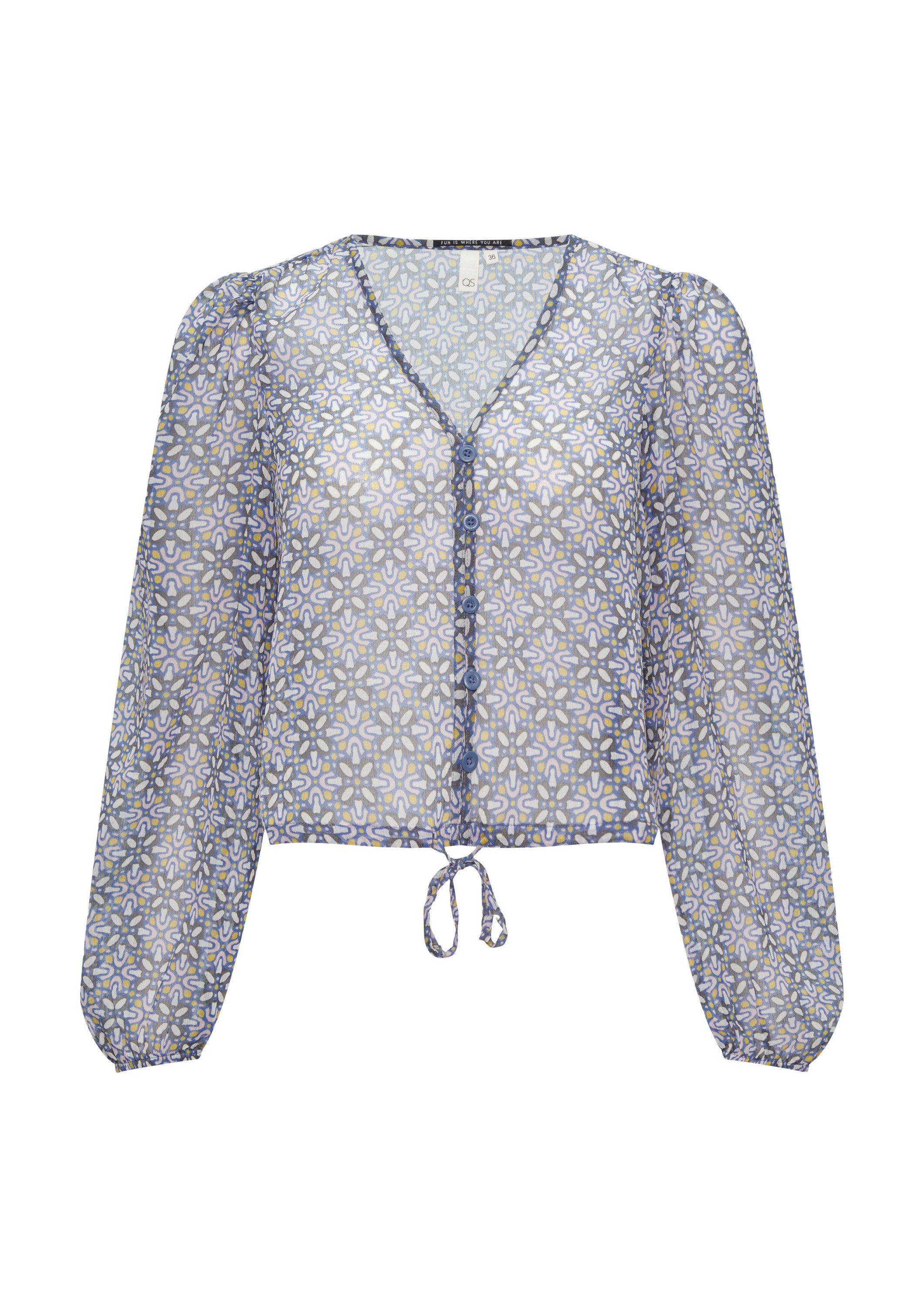 QS Langarmbluse Bluse Verkürzte Bluse aus semi-transparentem Chiffon günstig online kaufen