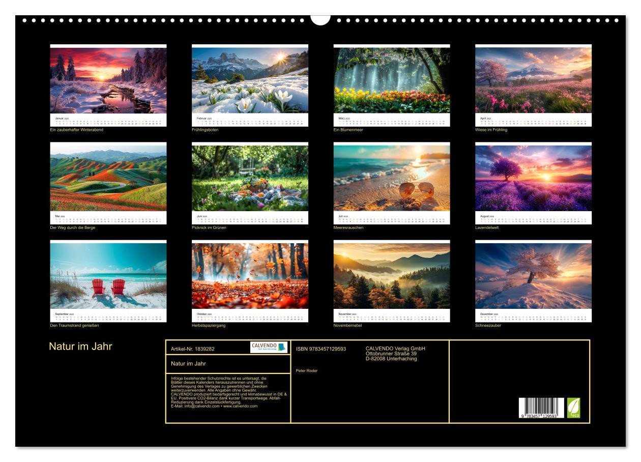Thumbnail - CALVENDO Wandkalender Natur im Jahr (Wandkalender 2025 DIN A2 quer), CALVENDO Monatskalender