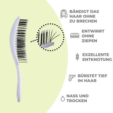 Ninabella Haarbürste für Locken, Lange & Nasse Haare -aus Kokosnussschalen - Grau, Nachhaltige Entwirrbürste ohne Ziepen für Damen, Männer & Kinder