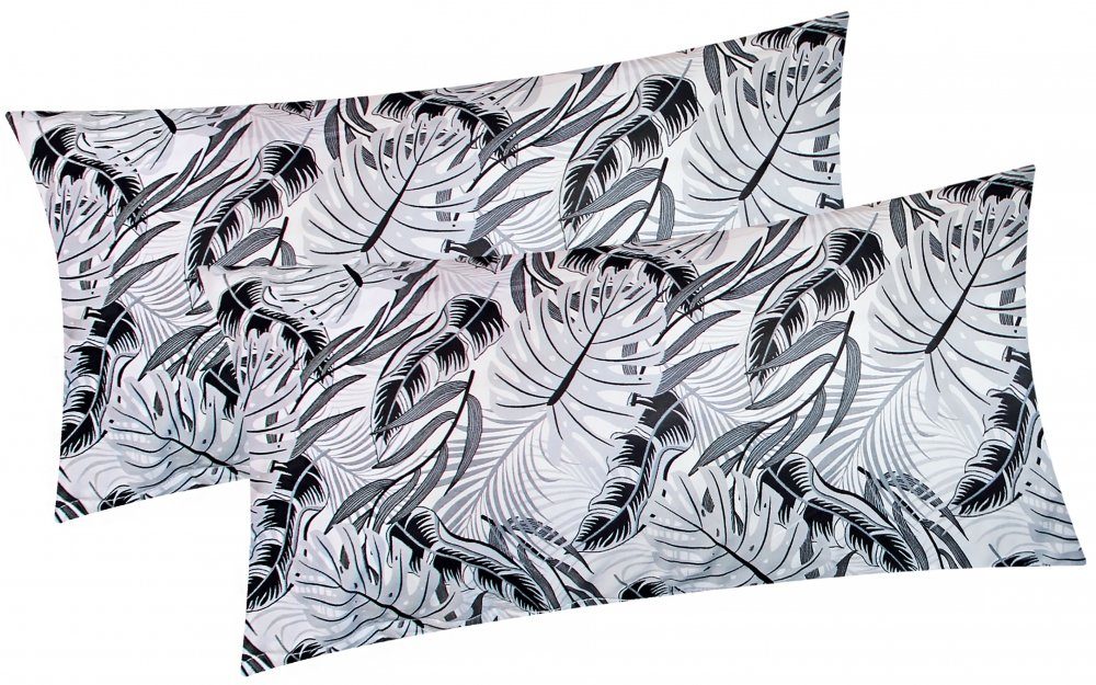 Heubergshop Kissenbezug, (2 Stück), 2er Set 40x80cm Blätter Grau Schwarz 10 günstig online kaufen