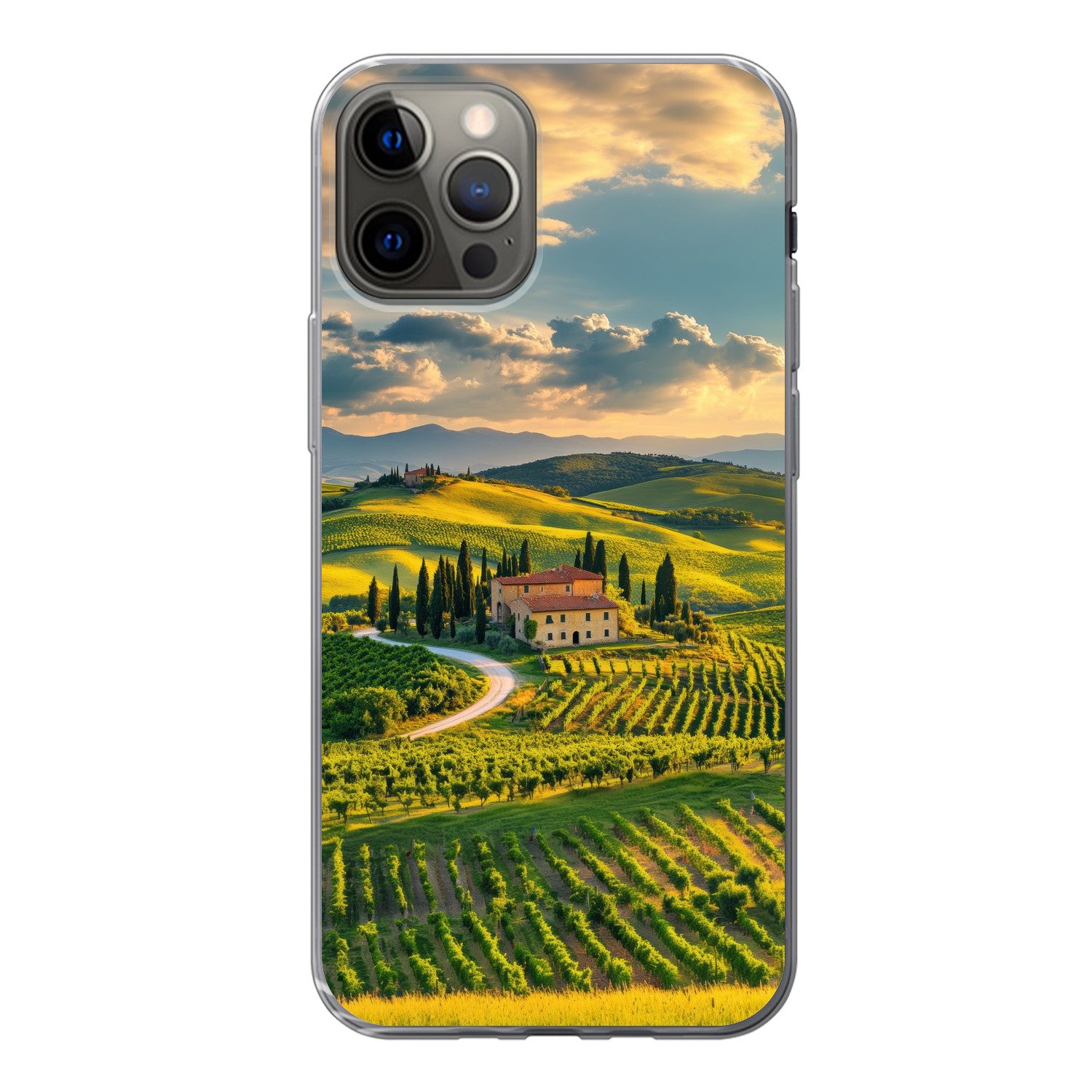 MuchoWow Handyhülle für Apple iPhone 13 Pro Toskana - Landschaft - Weinberge, Smartphone-Bumper, Print, Handy Schutzhülle Dünn