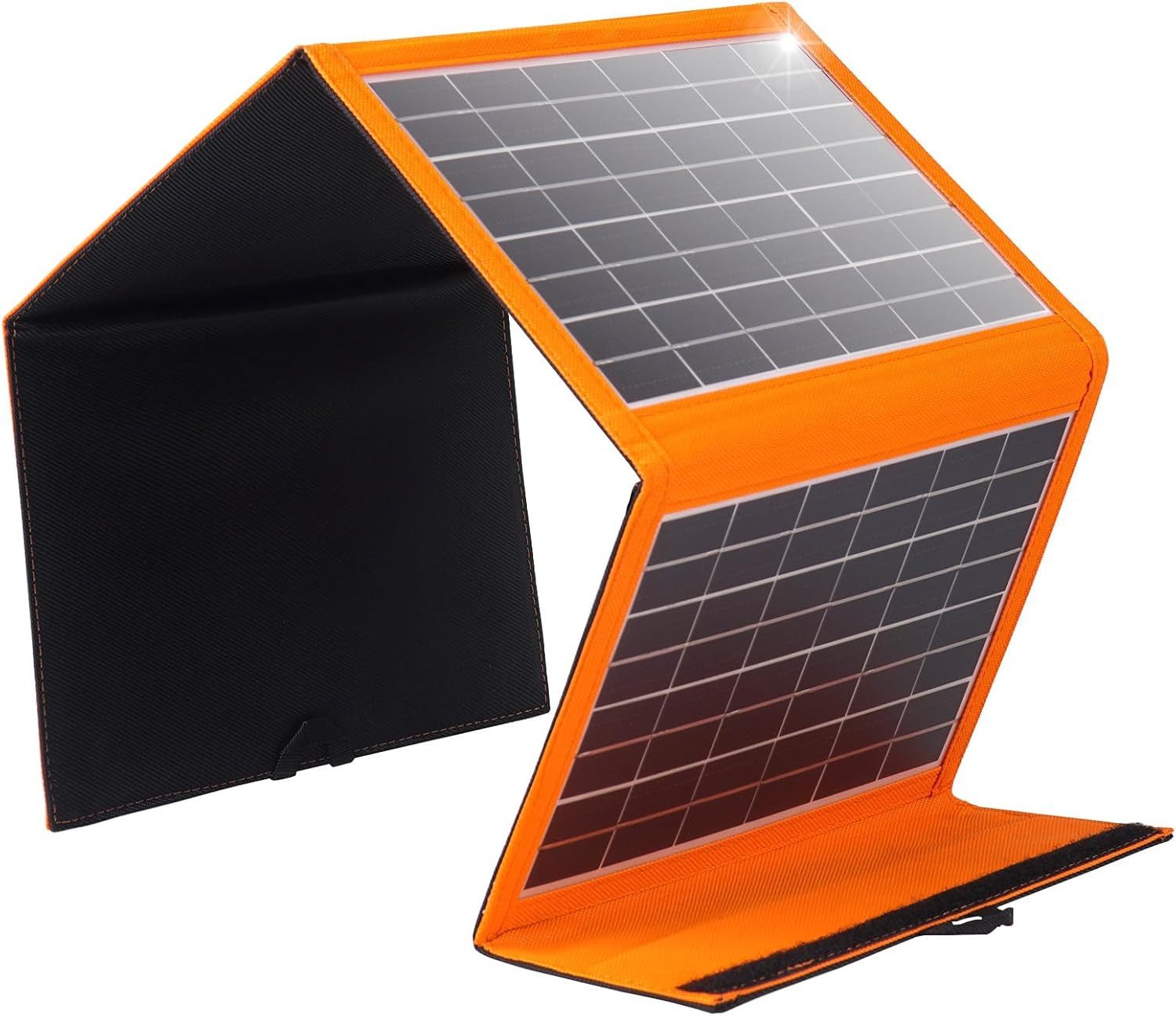 Goldstern-Tech Solarmodul SolarMate, Monokristallin, (Faltbares, kompaktes Solarpanel 30W 40W, 4-St., hocheffizient mit 2 USB-Anschlüssen), ultraleicht & robust für Outdoor, Camping & Notfall-Stromversorgung