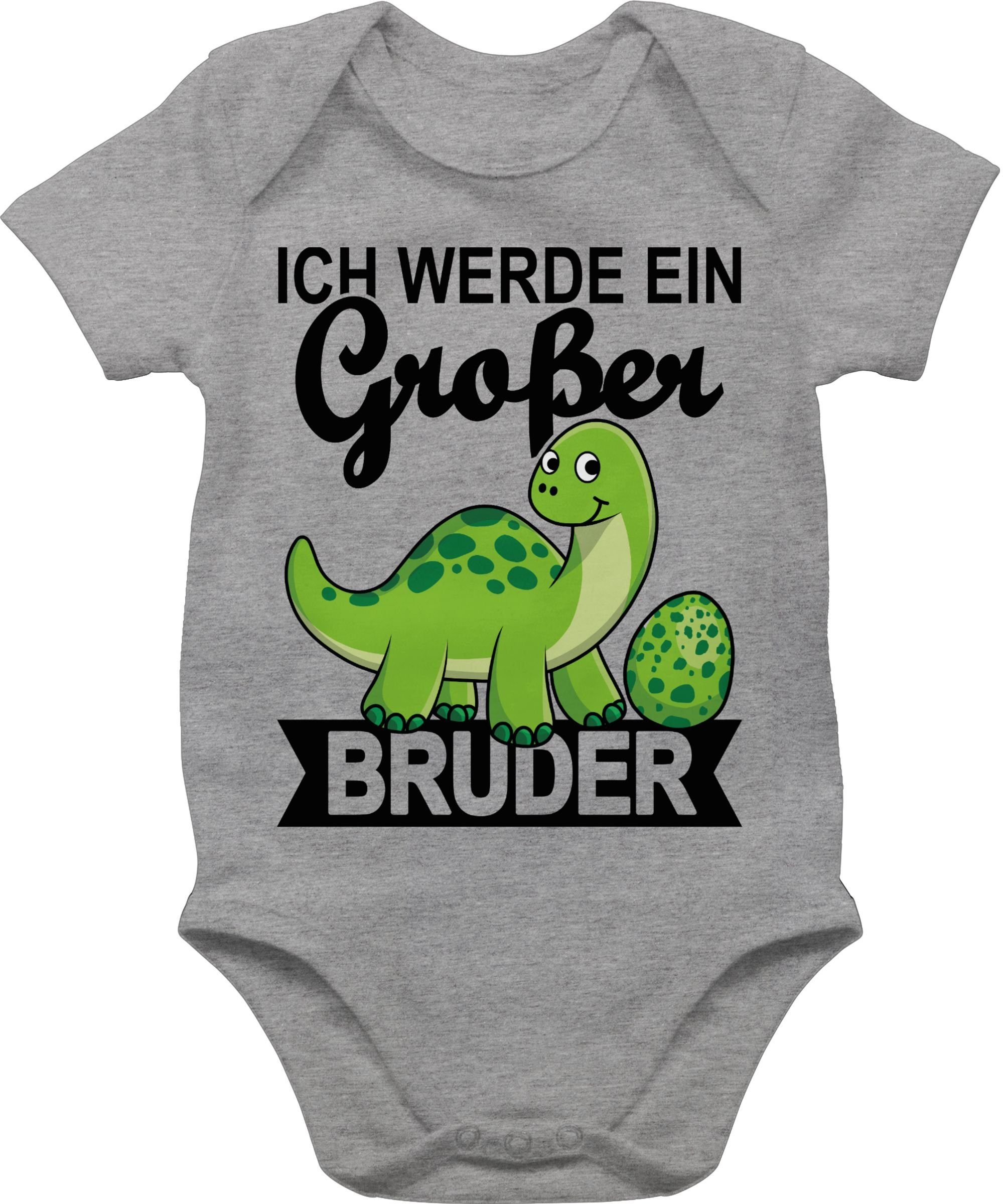 Shirtracer Shirtbody Ich werde ein großer Bruder mit Dinos Großer Bruder 1 Grau meliert