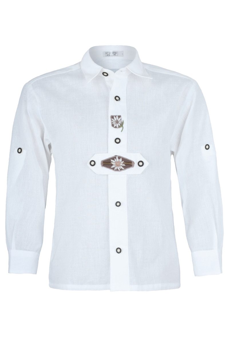 Isar-Trachten Trachtenhemd Trachtenhemd Kind - PIUS - weiß