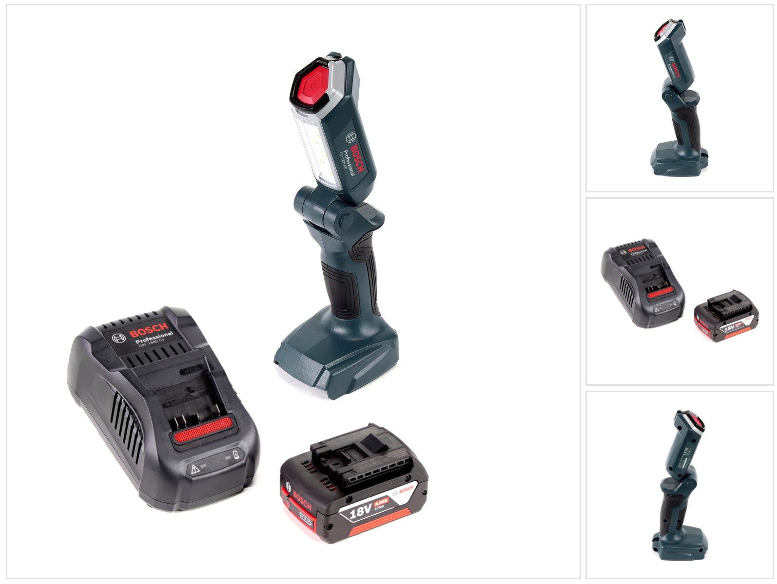 Bosch Professional Baustrahler Professional GLI 18V-300 Akku Lampe + 1x GBA 18 V 4,0 Ah Akku + GAL 1