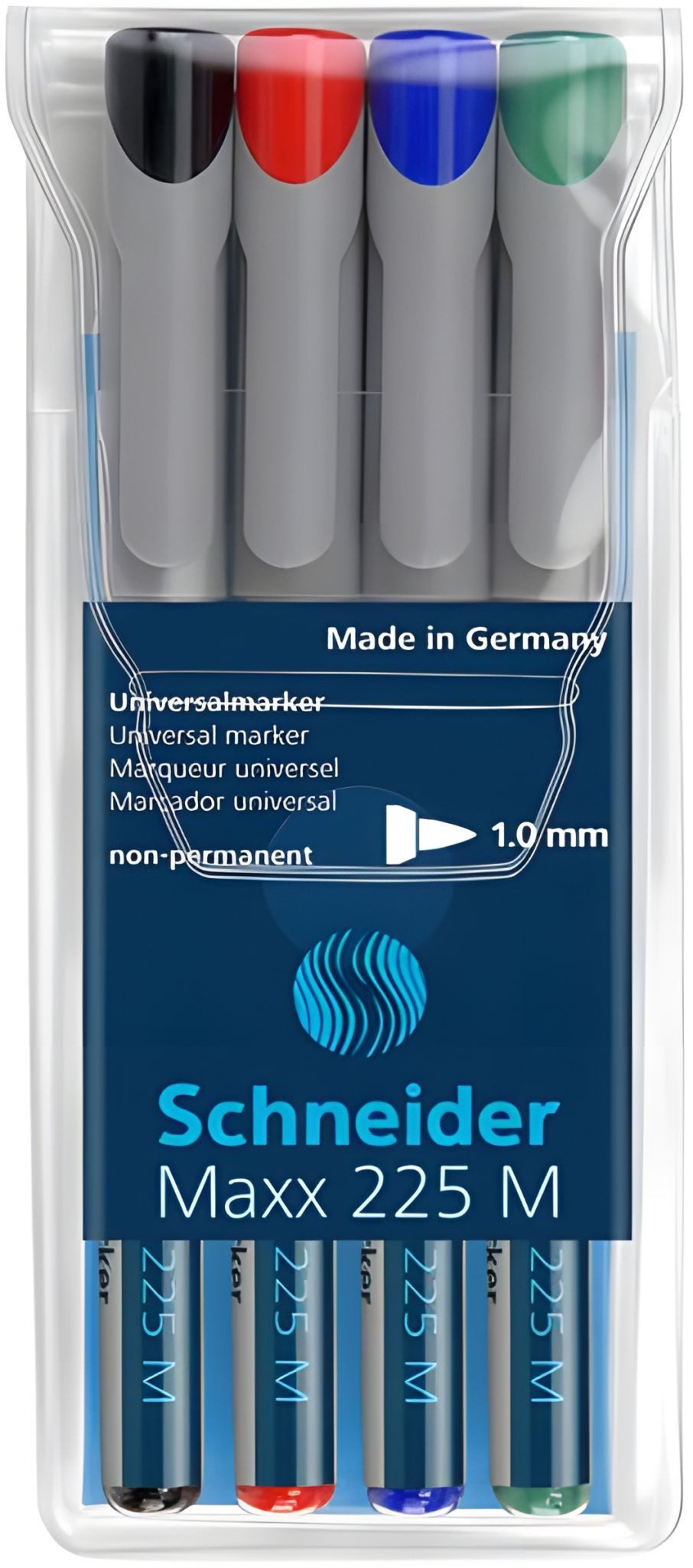 SCHNEIDER Folienstift Schneider Universalmarker Maxx225 M non-per. Etui 4 Stück sortiert