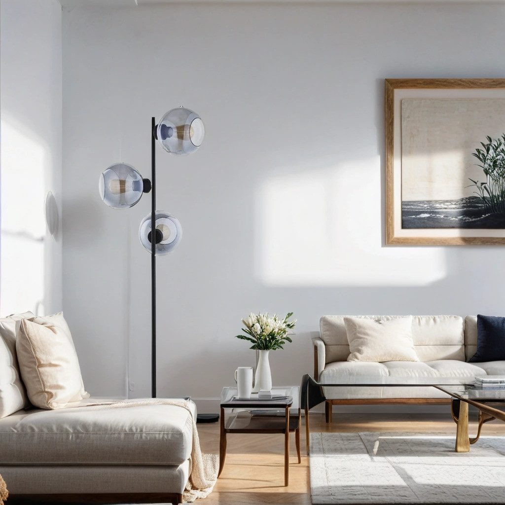 Licht-Erlebnisse Stehlampe KALETE, ohne Leuchtmittel, Stehleuchte Metall Glas 160cm hoch E27 Sofa Wohnzimmer