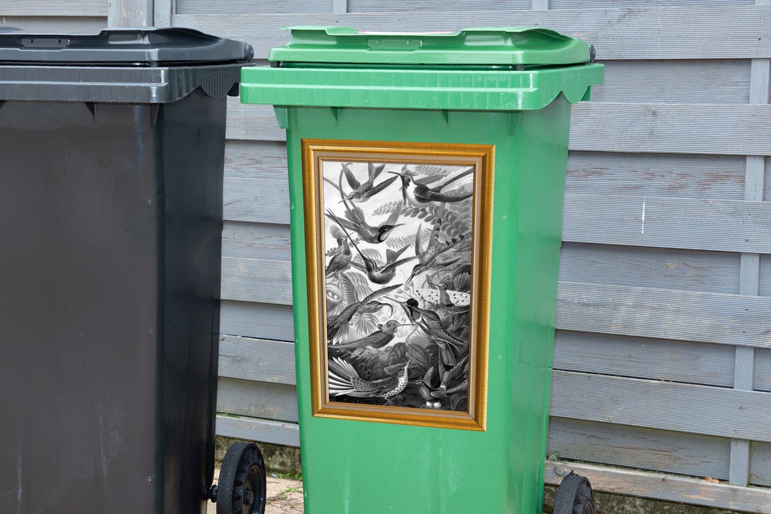MuchoWow Wandsticker Kunstwerk - Maler (1 Mülleimer-aufkleber, Rahmen Mülltonne, Gold Abfalbehälter St), Container, - - Sticker