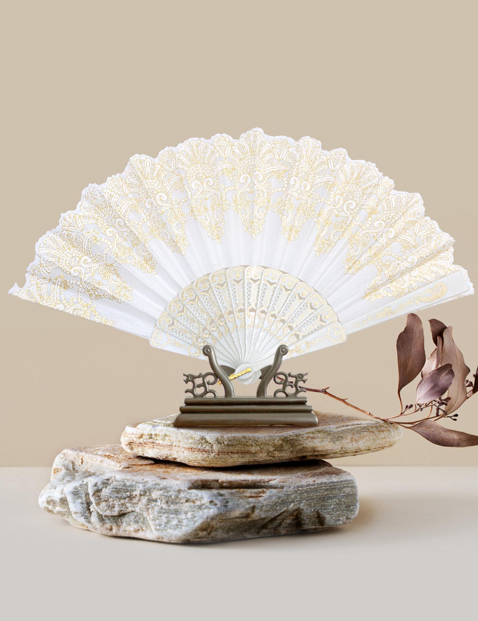 FOUORTUNATE-BEE Handfächer Damen Faltfächer Handfächer Print Sommer Hochzeit Tanz Party, Eleganter Handfächer für Bühne Hochzeit Party Sommer Dekoration