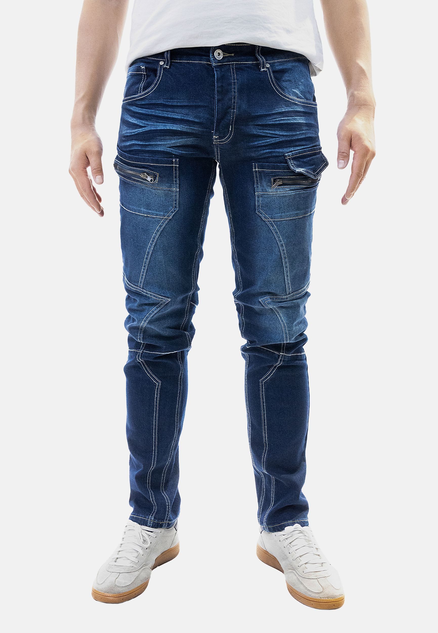 Jaylvis Regular-fit-Jeans Denim Style Jeans mit Kontrastfalten und Zip Zip günstig online kaufen