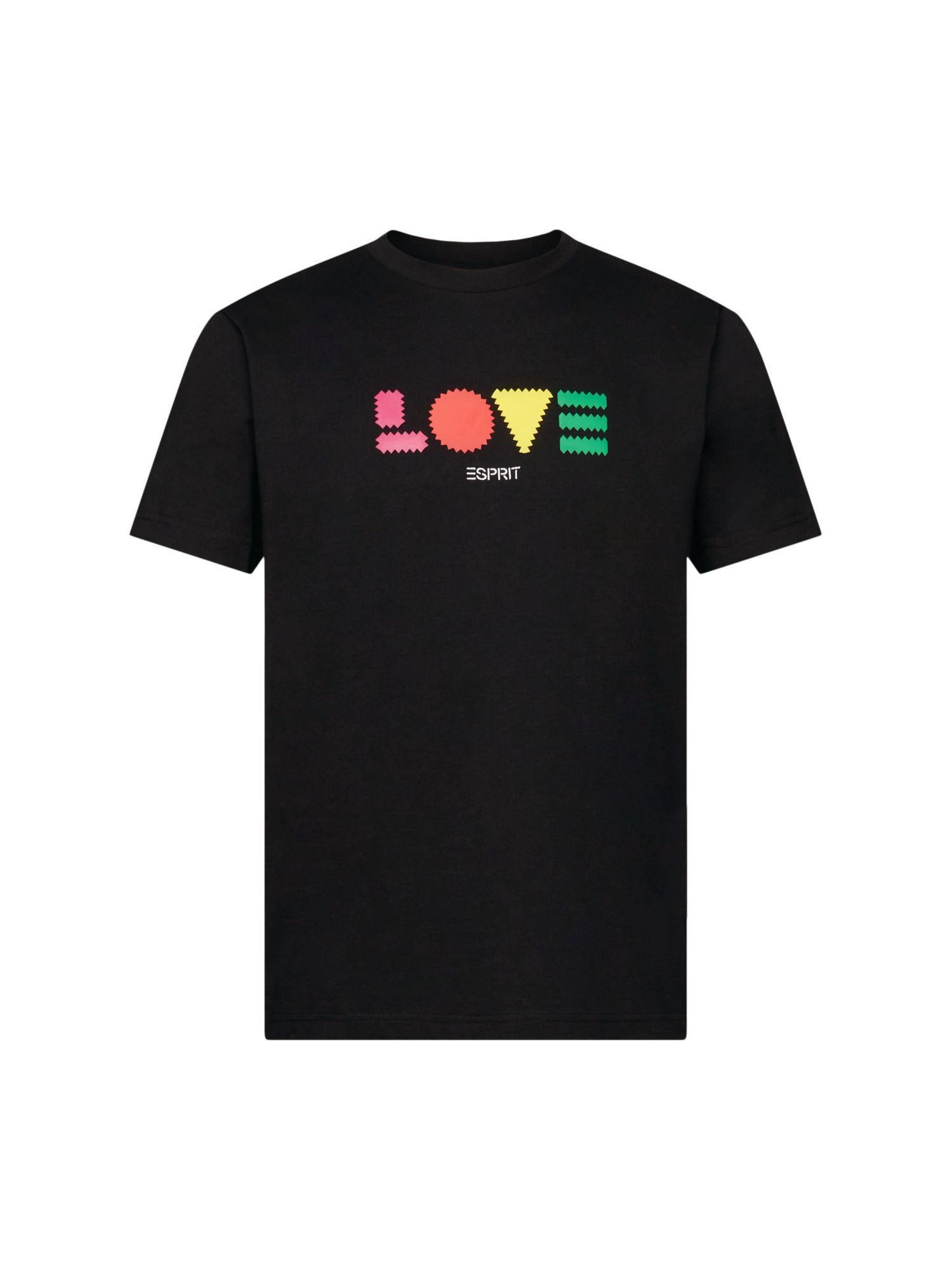 Esprit T-Shirt T-Shirt aus Bio-Baumwolle mit geometrischem Print (1-tlg) BLACK