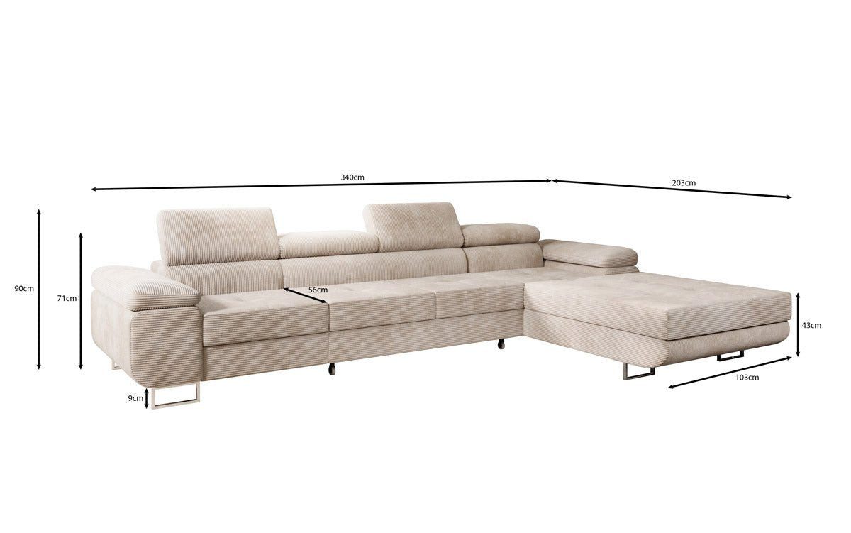 Luxusbetten24 Schlafsofa Designer Sofa Calvera Maxi, in Cord mit Schlaf- und Klappfunktion – Bild 5 von 5