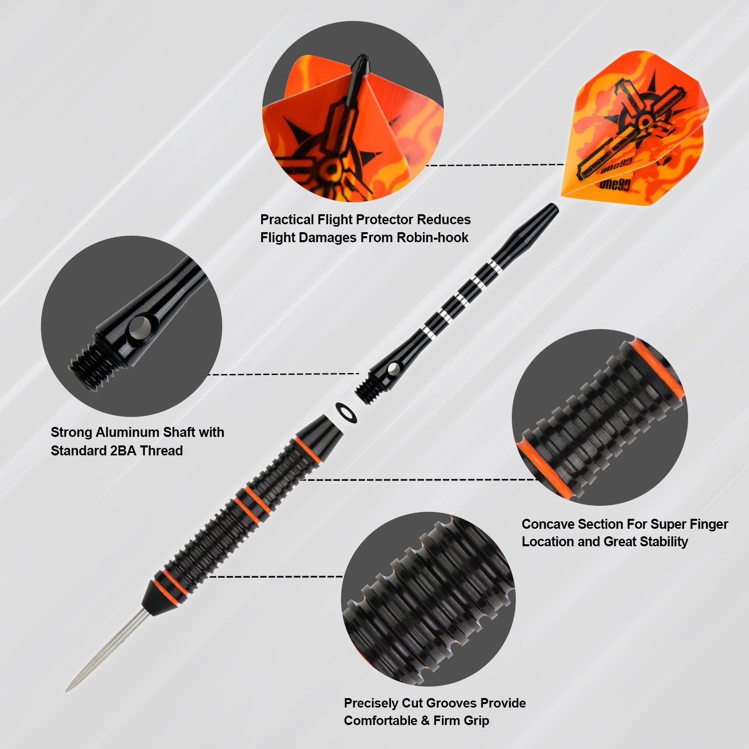 cofi1453 Dartpfeil One80 Dartpfeil Set mit Metallspitze – 12 Stück, Langlebiges Dartset mit Metallspitzen und stabilen Flights