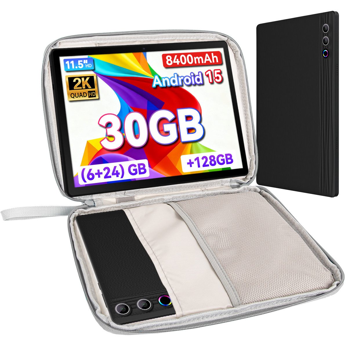 BUFO 11,5'' 30GB+128GB 2K-Display 8400mAh Octa-Core Tablet (11.5", 128 GB, Android, 5G/2.4G WiFi, 2K Display, Widevine L1, Dual-Kamera, WiFi 6)