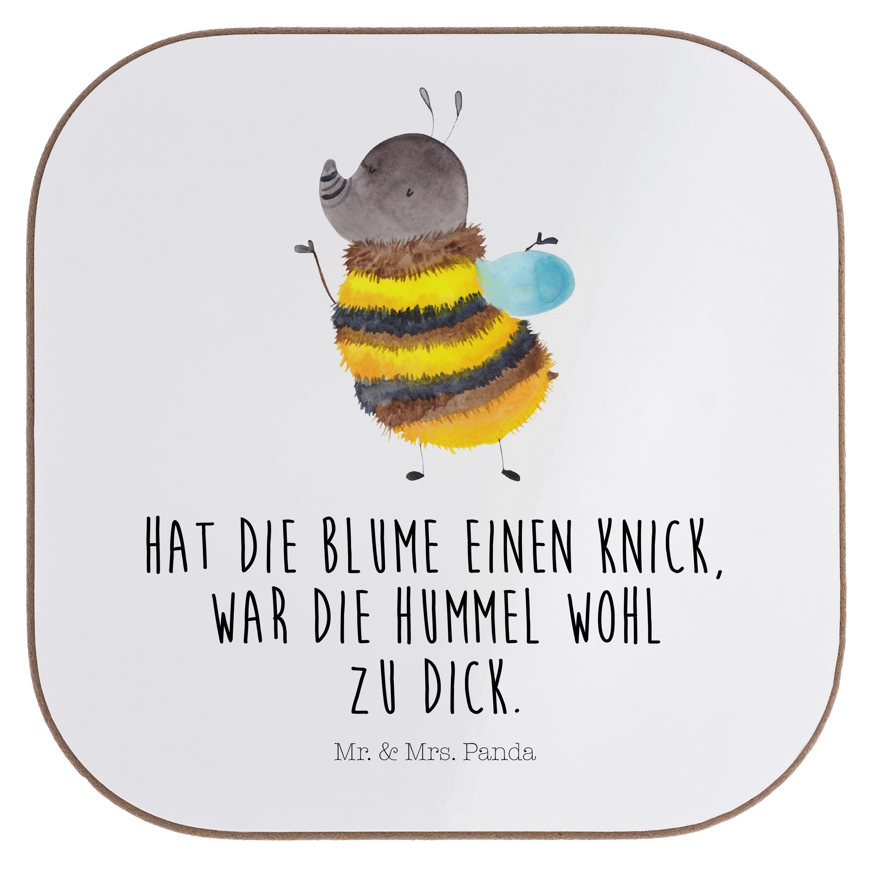 Mr. & Mrs. Panda Getränkeuntersetzer Hummel flauschig - Weiß - Geschenk, Biene, lustige Sprüche, Getränkeu, 1-tlg. | Getränkeuntersetzer