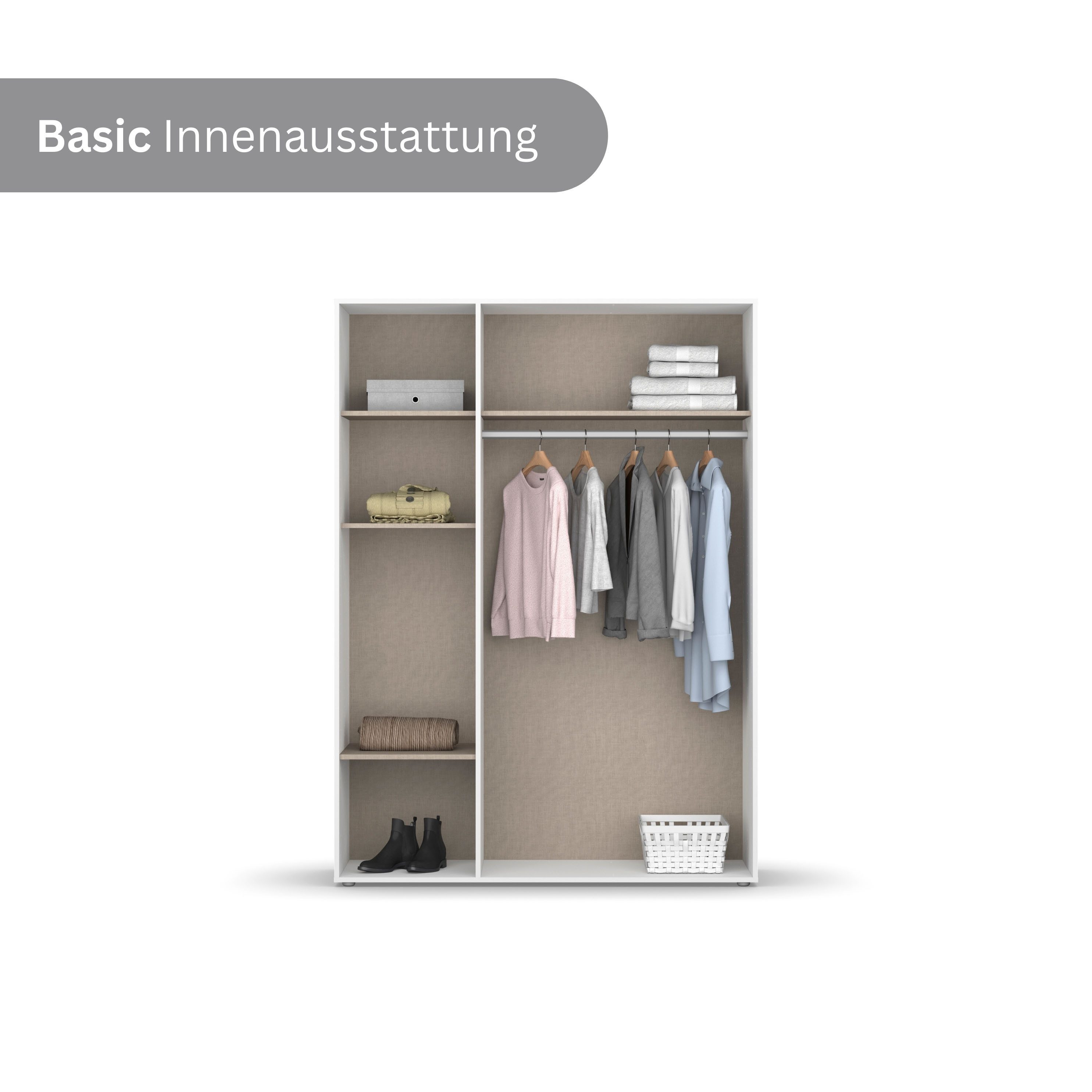 rauch Drehtürenschrank Kleiderschrank Schrank Garderobe Wäscheschrank NABILA viel Stauraum (in 3 verschiedenen Ausstattungen BASIC/CLASSIC/PREMIUM) in 2 Breiten – Bild 4 von 5