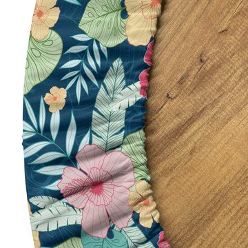 Abakuhaus Tischdecke Rundum-elastische Stofftischdecke, Blumen Hibiscus und Blätter Grafik