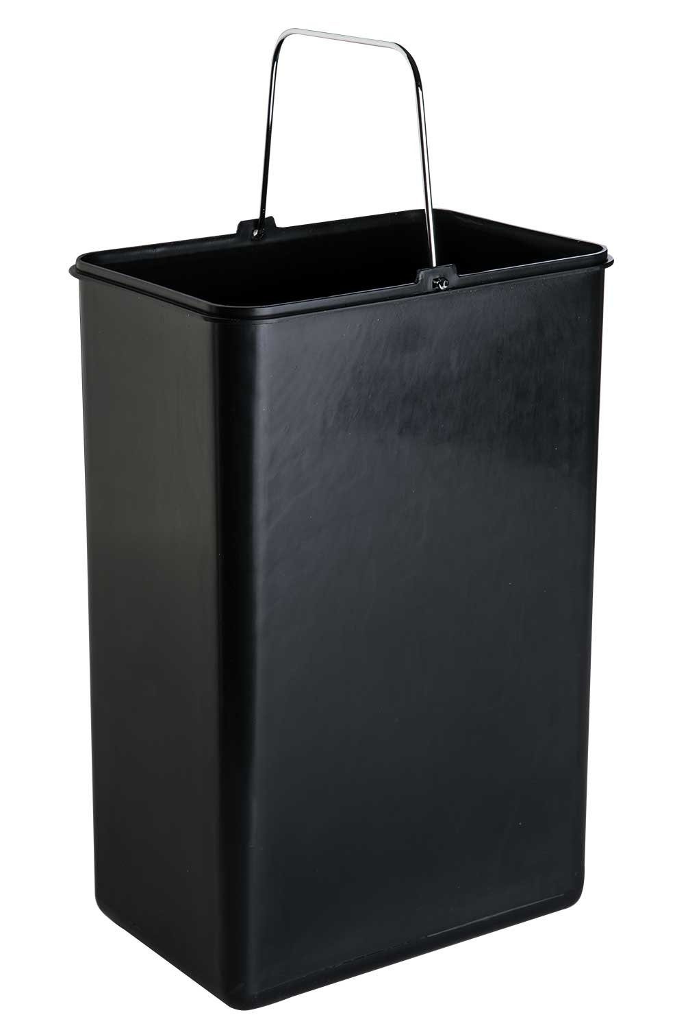 Liter, Edelstahl, schwarzem Kunststoffeinsatz, 15 Treteimer, mit Home4You Griff, Soft-Close-Funktion mit Mülleimer