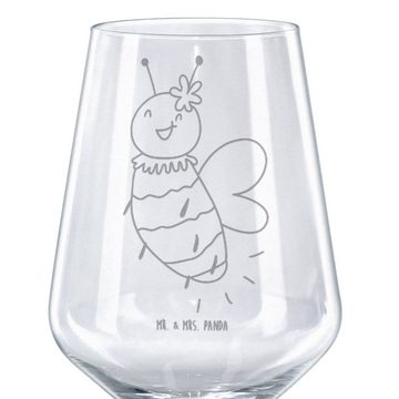 Mr. & Mrs. Panda Rotweinglas Biene Blume - Transparent - Geschenk, Spülmaschinenfeste Weingläser, Premium Glas, Unikat durch Gravur