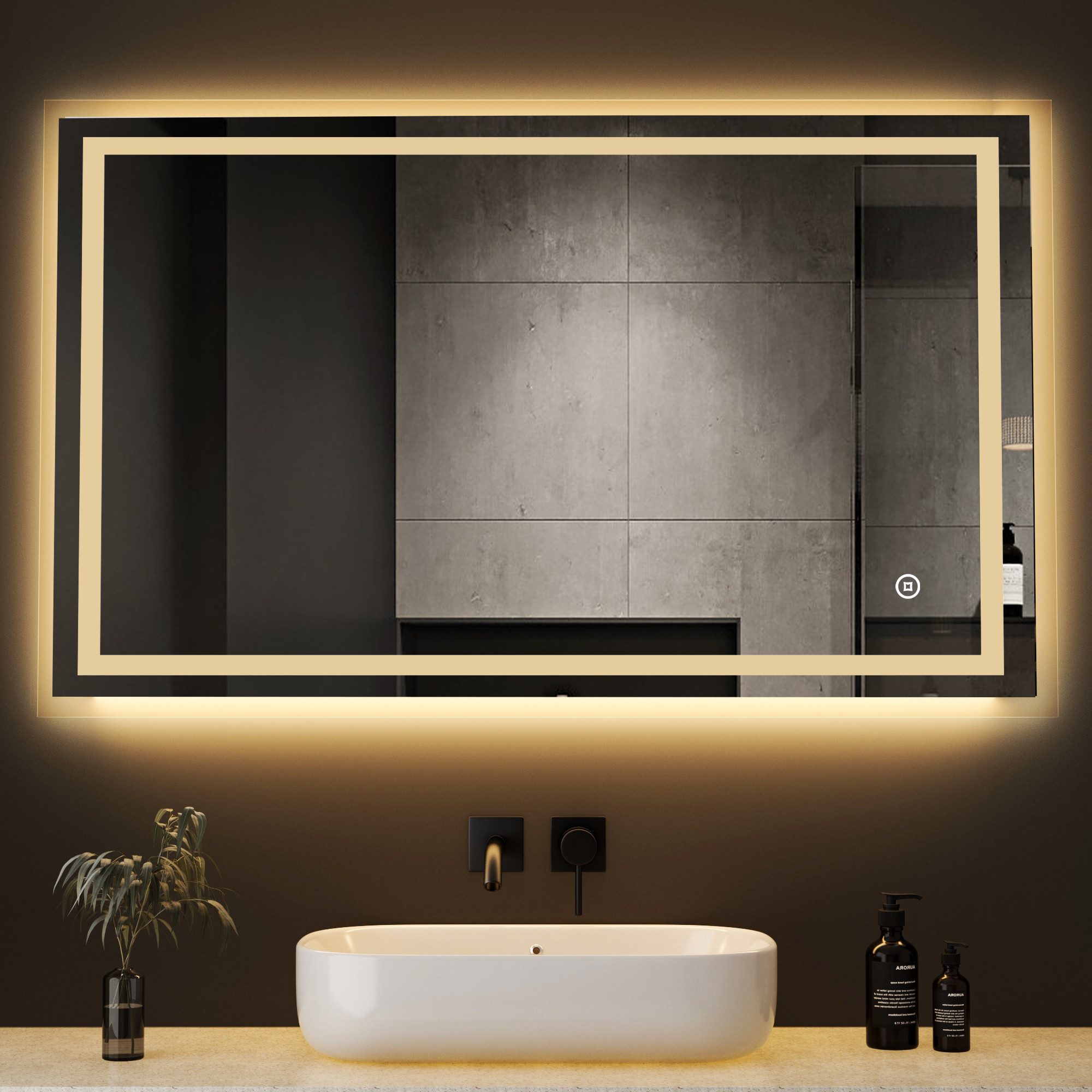 Badspiegel LED Spiegel mit Touch 100x70 Kalt/Neutral/Warmweiß Dimmbar Memory