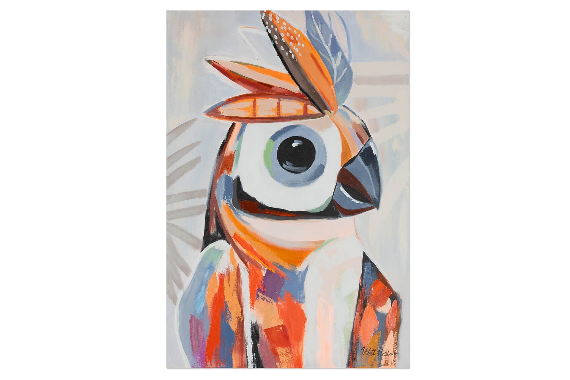 Indigenous Wohnzimmer cm, Leinwandbild HANDGEMALT 100% KUNSTLOFT Bird Wandbild Gemälde 60x90