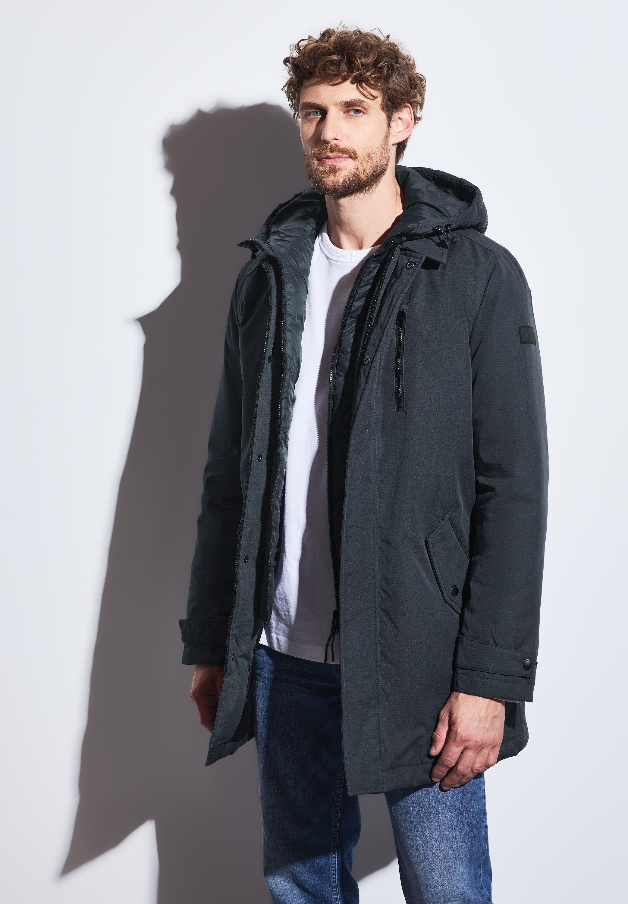 STREET ONE MEN Winterjacke mit Kapuze