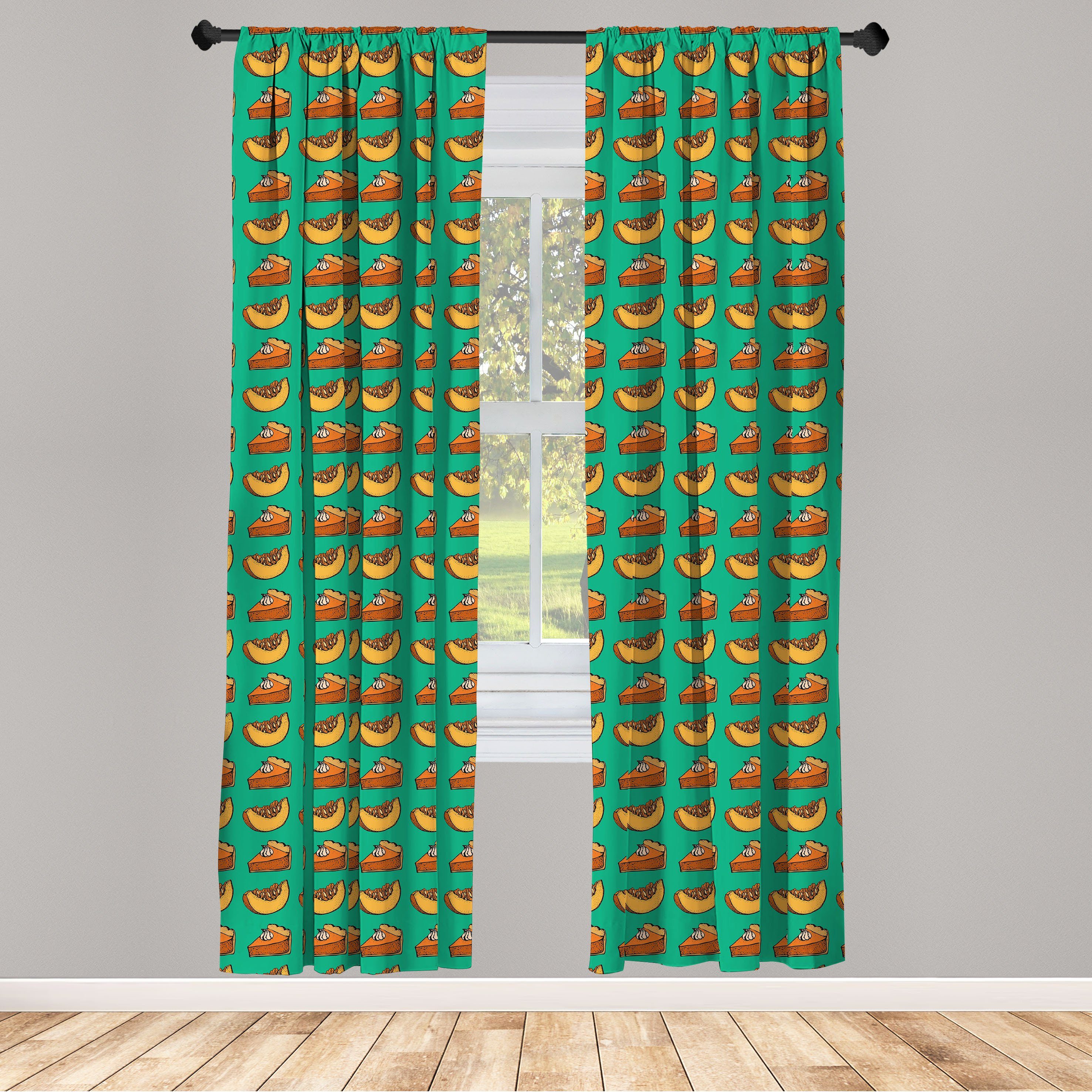 Gardine Vorhang für Wohnzimmer Schlafzimmer Dekor, Abakuhaus, Microfaser, Kürbis Grafik-Bild von Scheiben geschnitten Pie