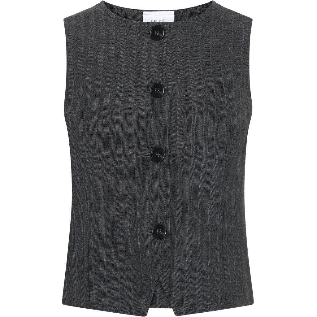 GRUNT Smokingweste DEVOTE (1-tlg) GRUNT Elegante Mädchen Weste mit feiner Nadelstreifen-Optik
