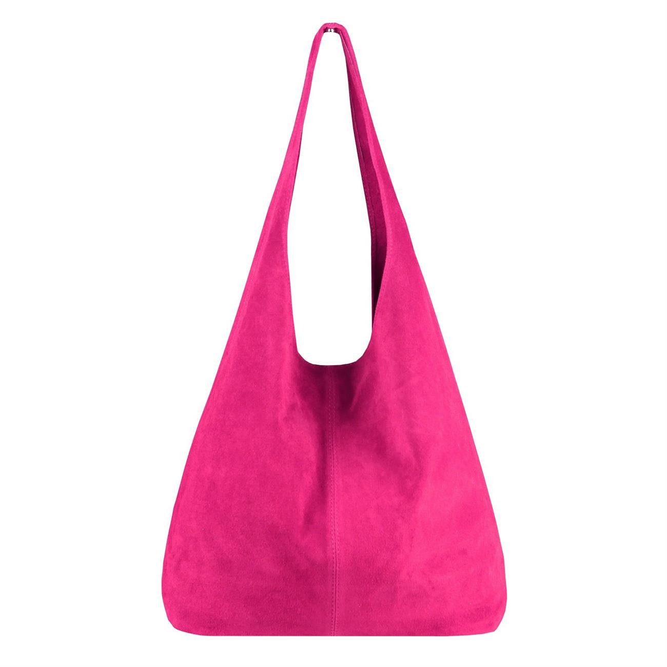 ITALYSHOP24 Schultertasche Made in Italy Damen Leder Wildleder Tasche Umhängetasche Beuteltasche, Premium Business Echtleder Shopper Bag leicht groß klassisch geräumig