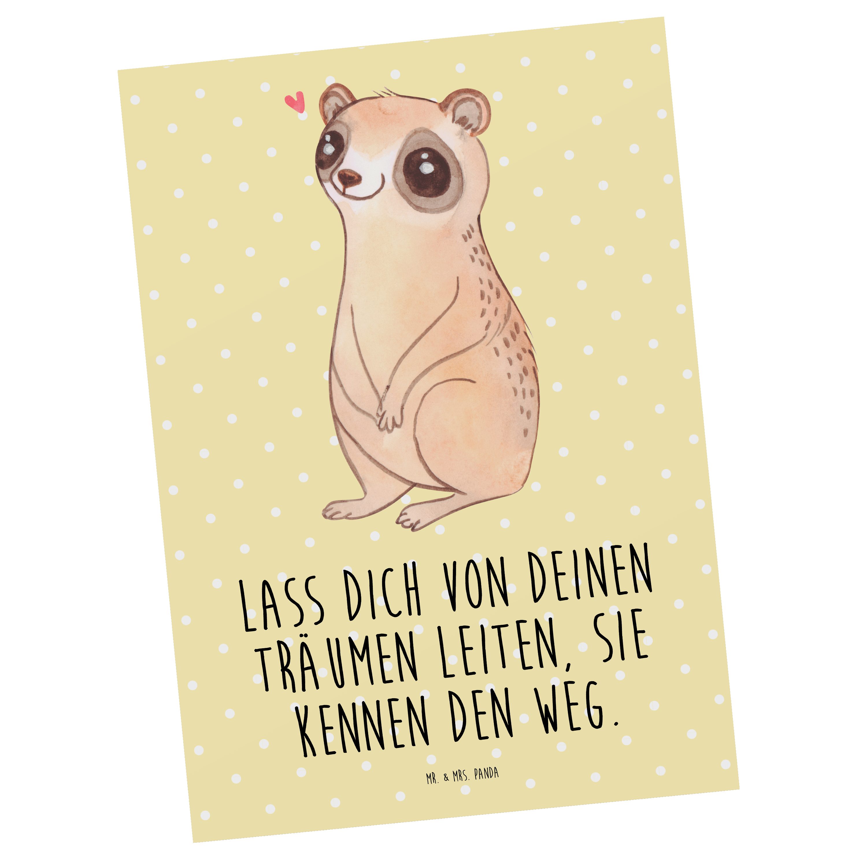 Mr. & Mrs. Panda Postkarte Plumplori Glücklich - Gelb Pastell - Geschenk, lustige Sprüche, Gebur