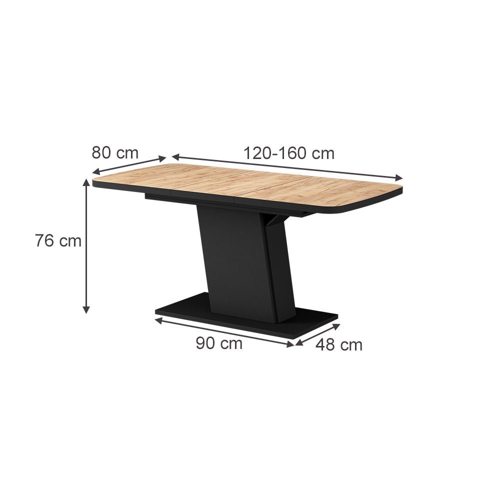 Vicco Esstisch Fenaro, Schwarz/Goldkraft Eiche/Schwarz, 120 günstig online kaufen