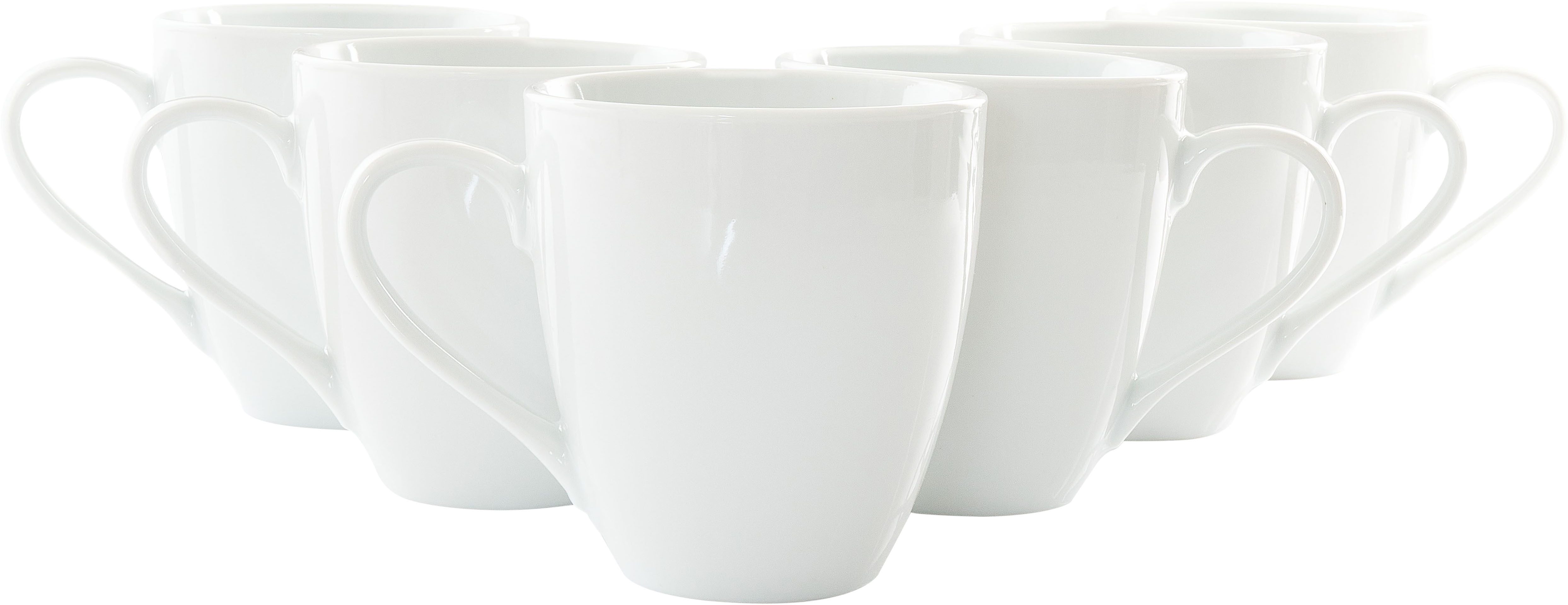 Retsch Arzberg Becher, 6-tlg., Porzellan, großer XXL Henkelbecher in gefällig bauchiger Form, 6-teilig, 500 ml
