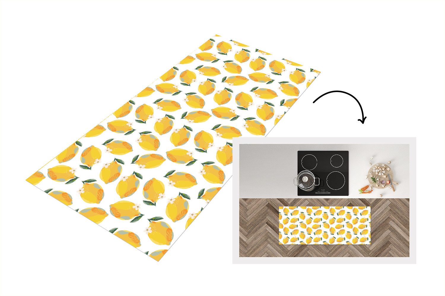 Zitronen - Weiß - Blumen - Muster