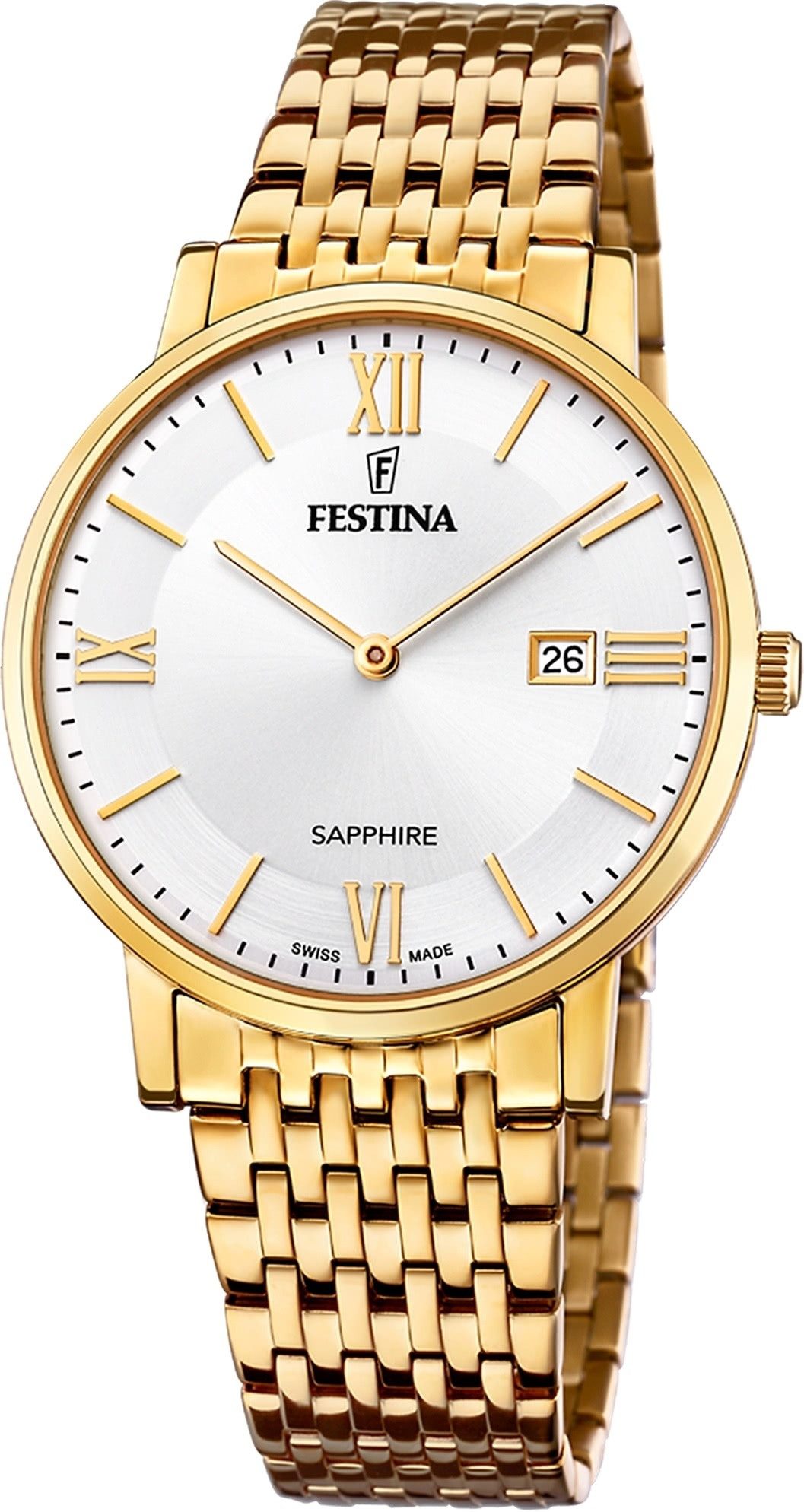 Festina Quarzuhr Festina Herrenuhr Edelstahl gold Festina, (Analoguhr), Herren Armbanduhr rund, Edelstahlarmband gold, Elegant