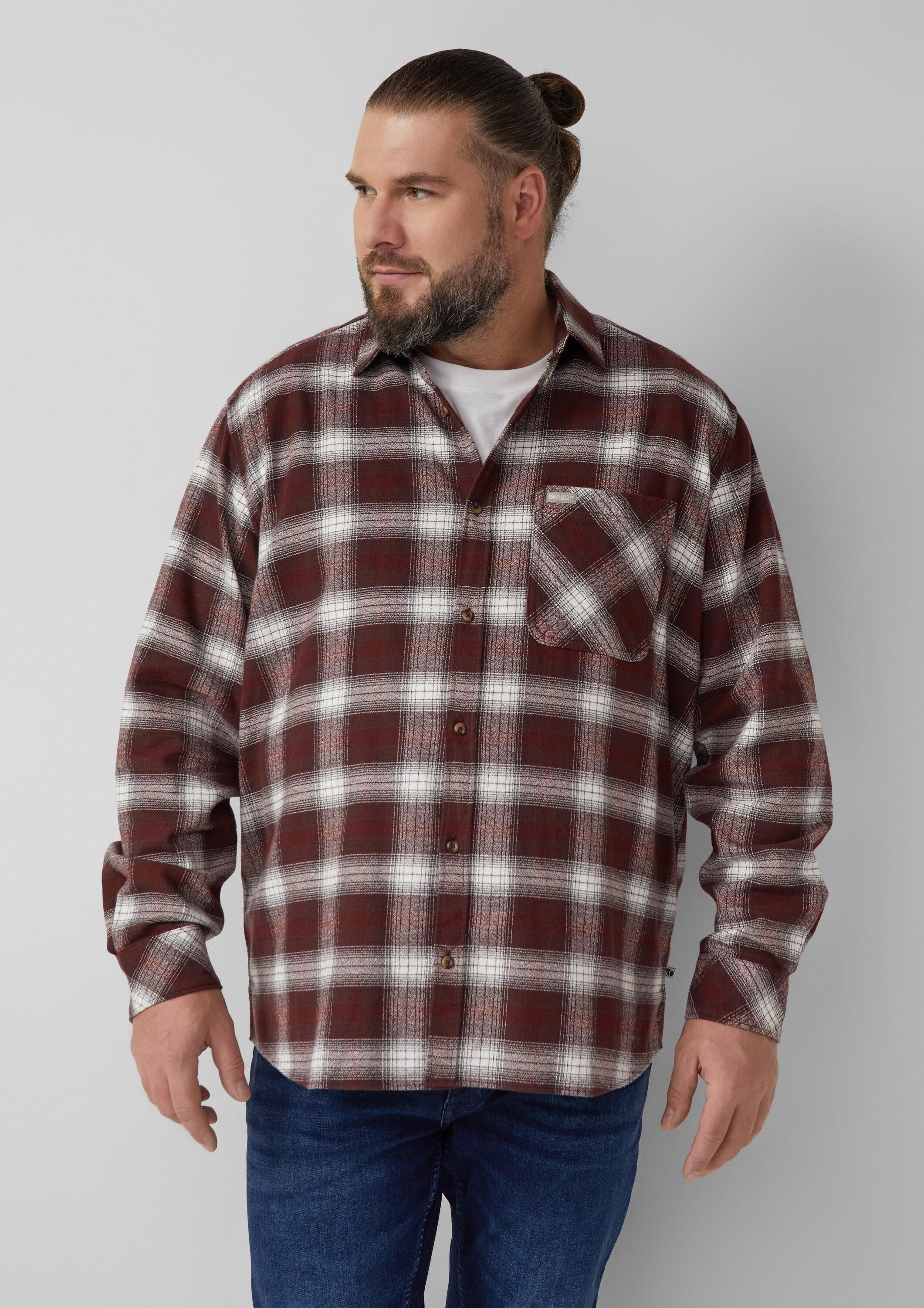 s.Oliver Langarmhemd Hemd Regular Fit: Kariertes Hemd mit Waschung