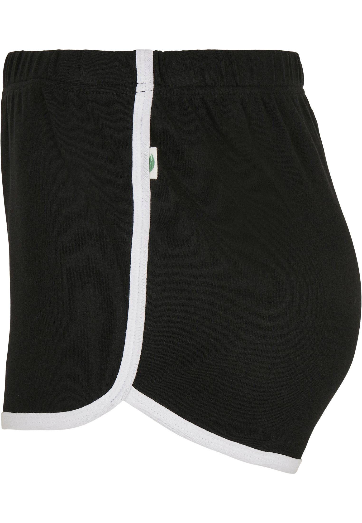 Hotpants Damen URBAN CLASSICS black-white Ladies (1-tlg) Organic Stoffhose Interlock Retro