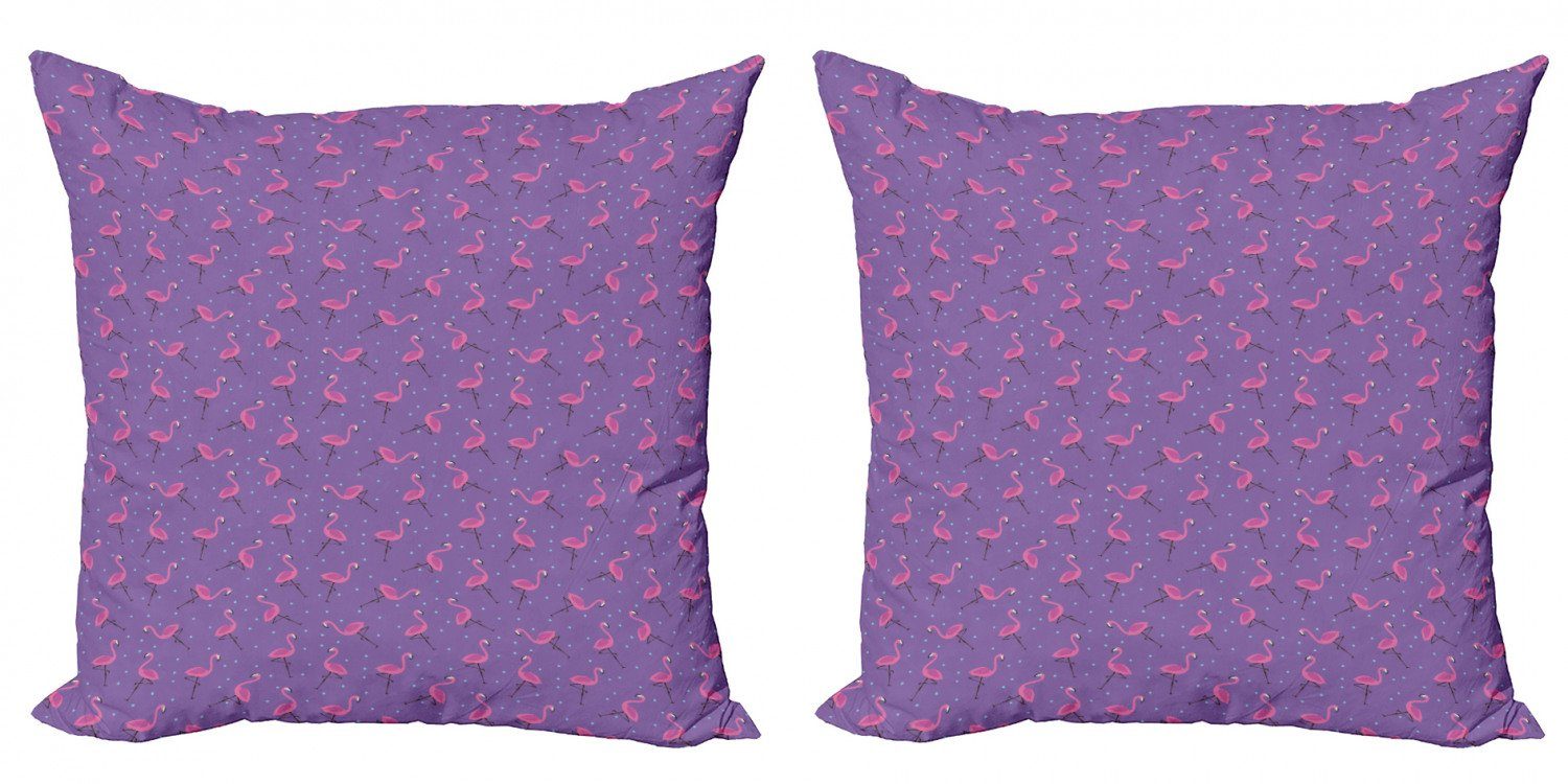 Kinder Mädchen Digitaldruck, Doppelseitiger Kissenbezüge Modern (2 Vögel Dots Accent Flamingo Stück), Abakuhaus