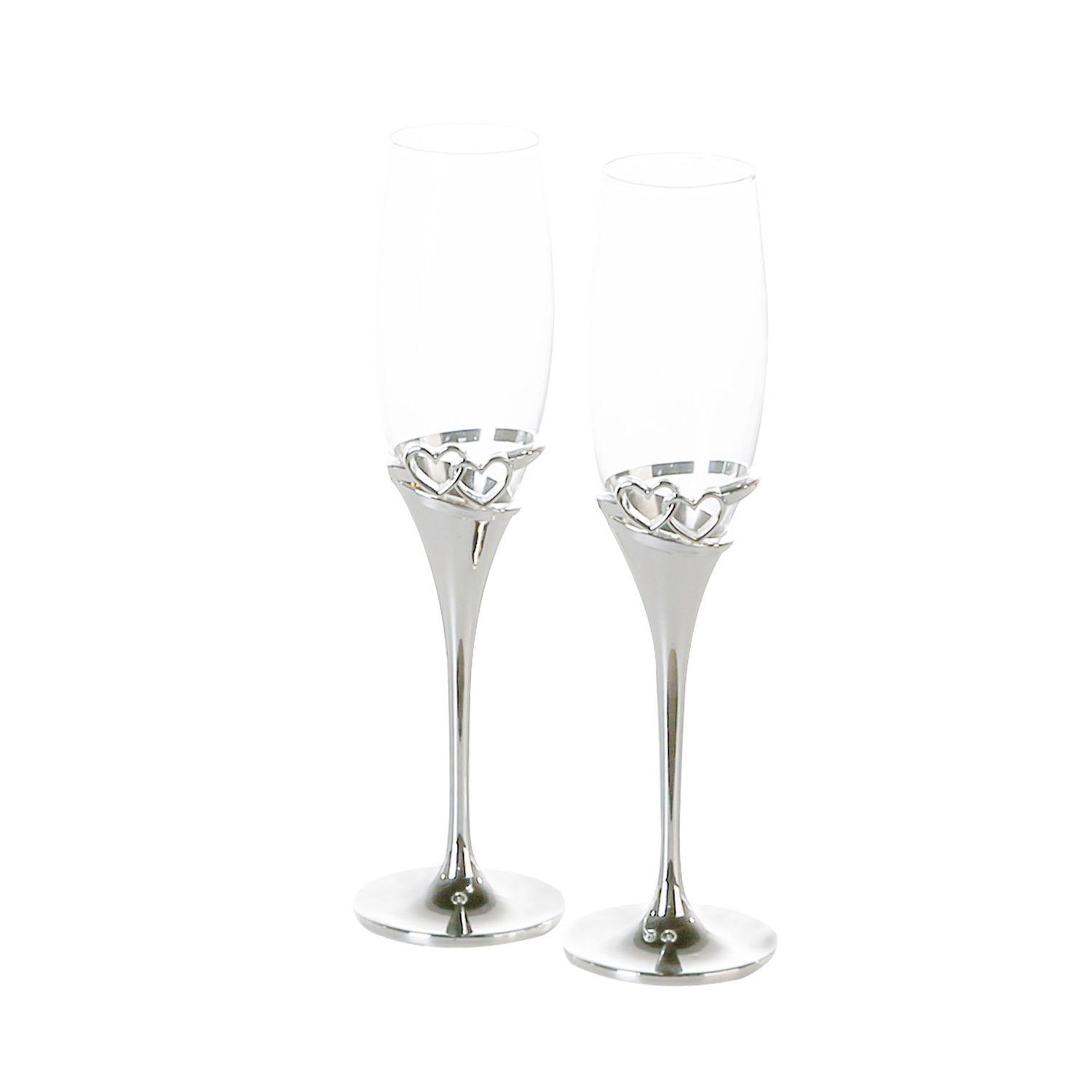 GILDE Glas GILDE Champagnerglas Hearts - klar-silber - H. 27cm x D. 7cm