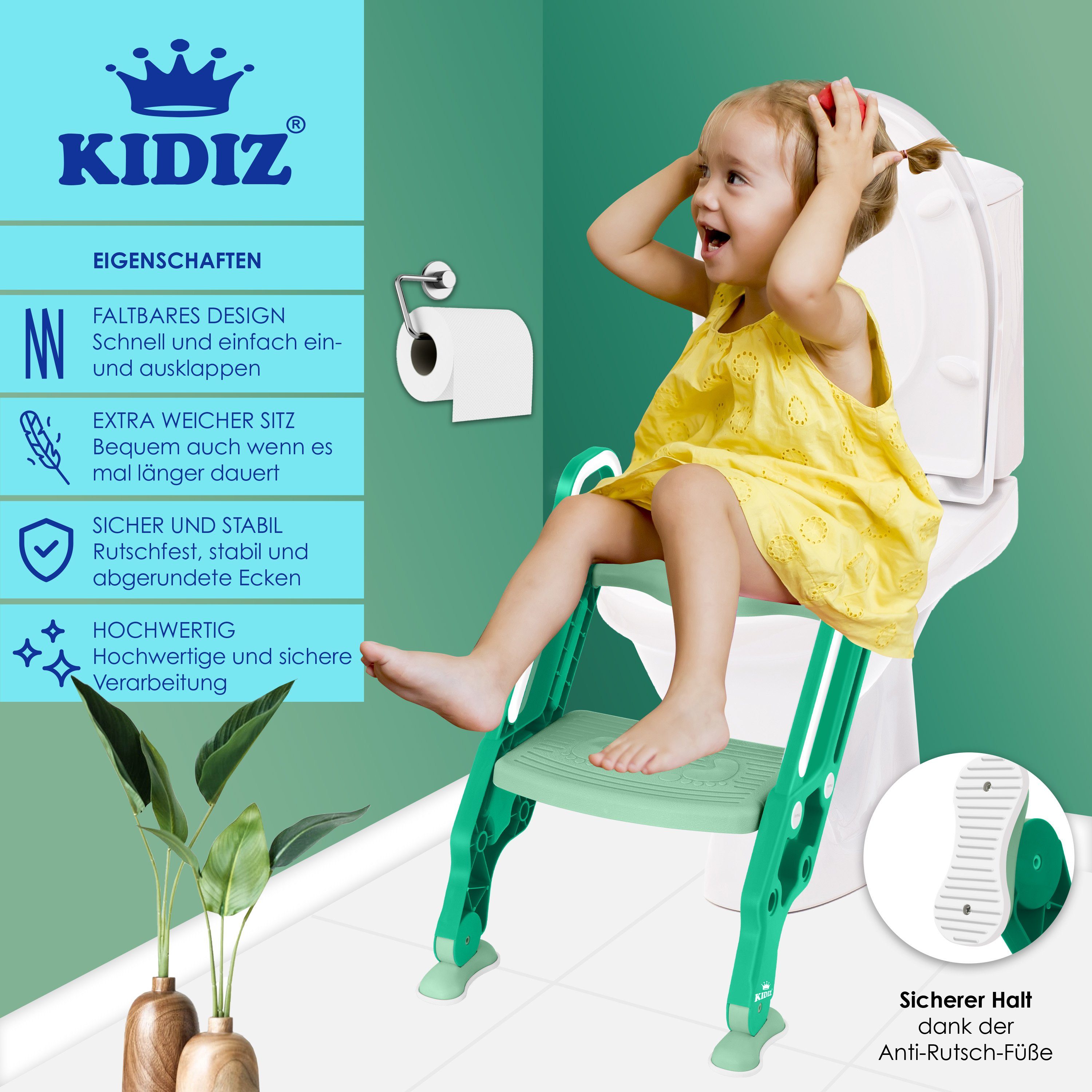 OKBABY Sofa Toilettentrainersitz mit rutschfesten Kanten Gelb Breite und erhöhte Griffe ermöglichen optimale Stabilität für das Kind 