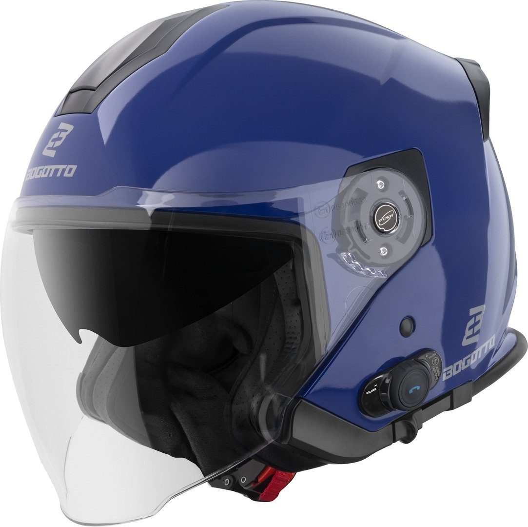 Bogotto Motorradhelm H586 BT Solid Bluetooth Jethelm, Bluetooth herausnehmbares Visier