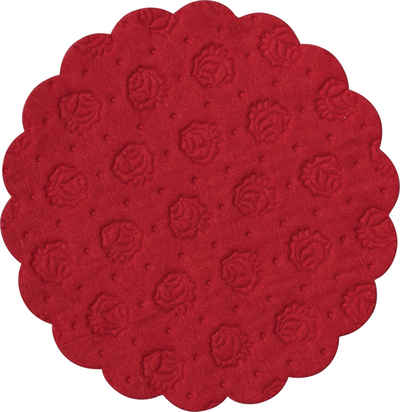 Demmler Tassenuntersetzer 500 rote Tassendeckchen, Glasuntersetzer mit Rosenprägung, 9cm, Made in Germany