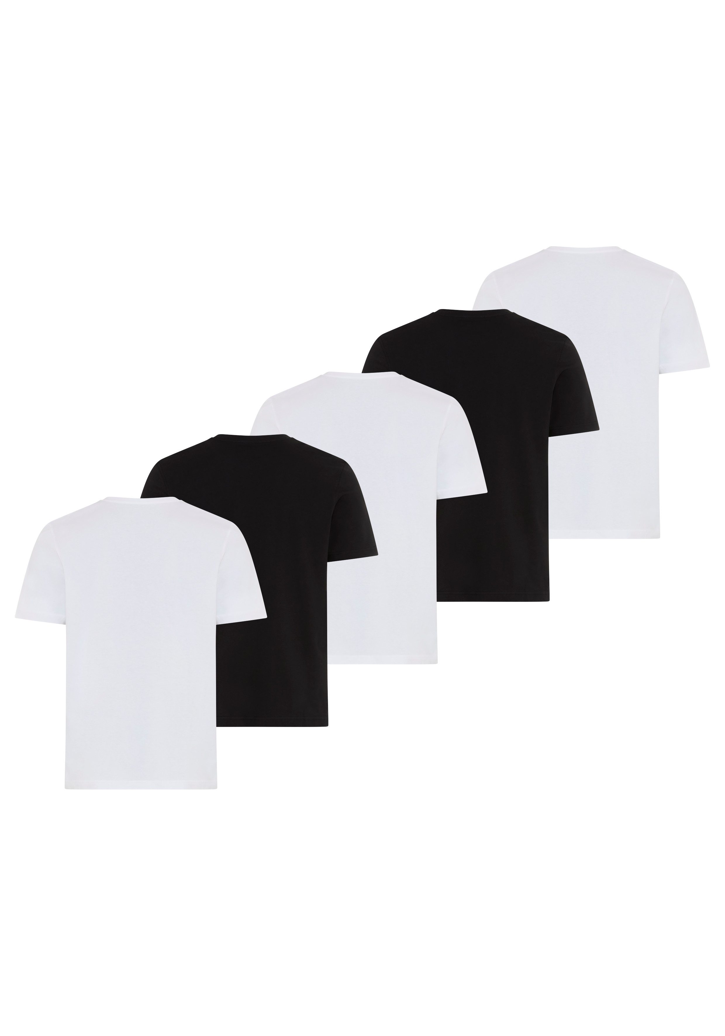 Man's World Rundhalsshirt (5er-Pack) Kurzarm, Regular Fit, unifarben, Rundhals, aus Baumwolle