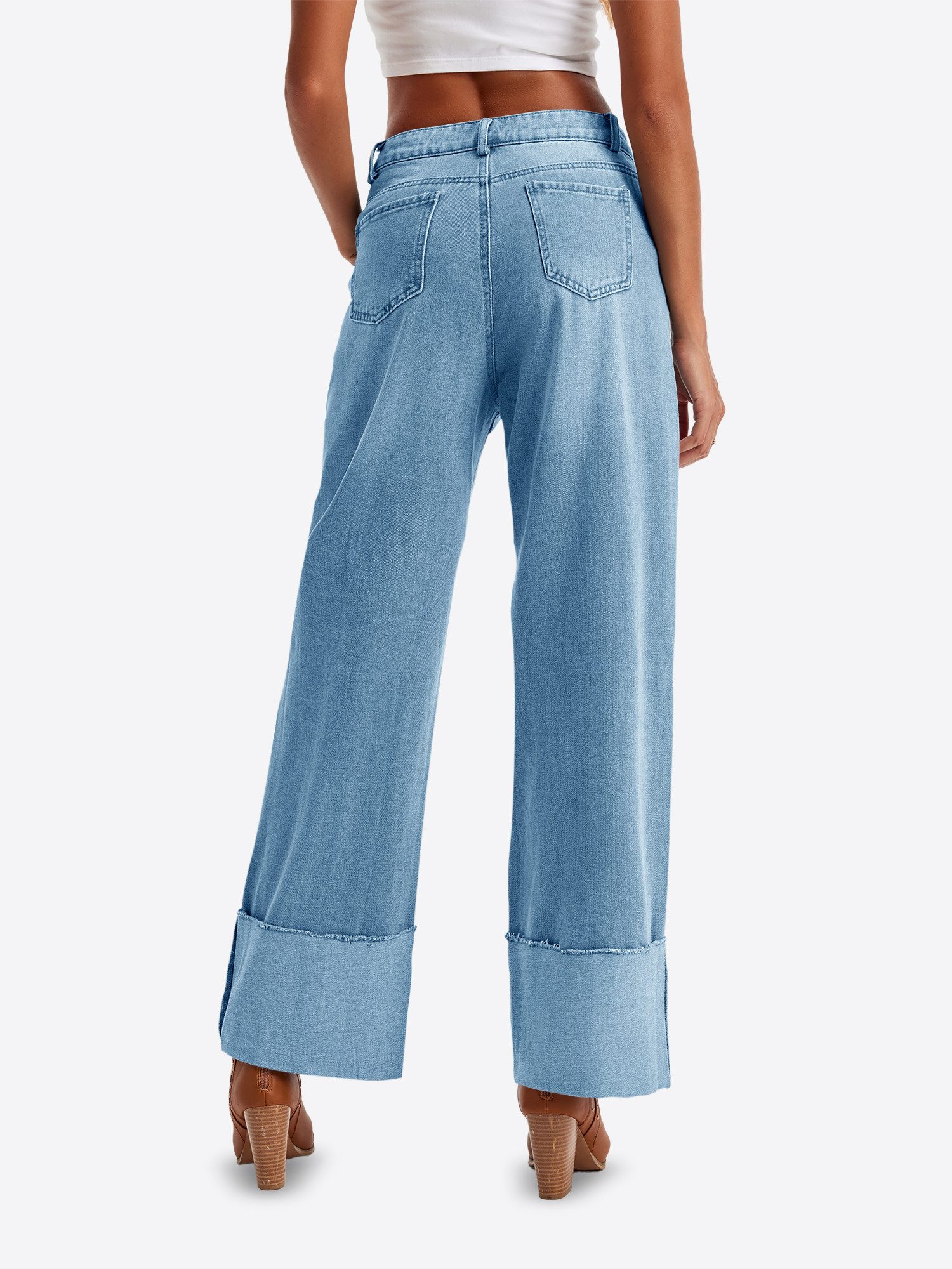 Imily Bela Regular-fit-Jeans Damen Jeans locker geschnittene gerade (Packung, 1-tlg., 1per-Pack) krempelbar