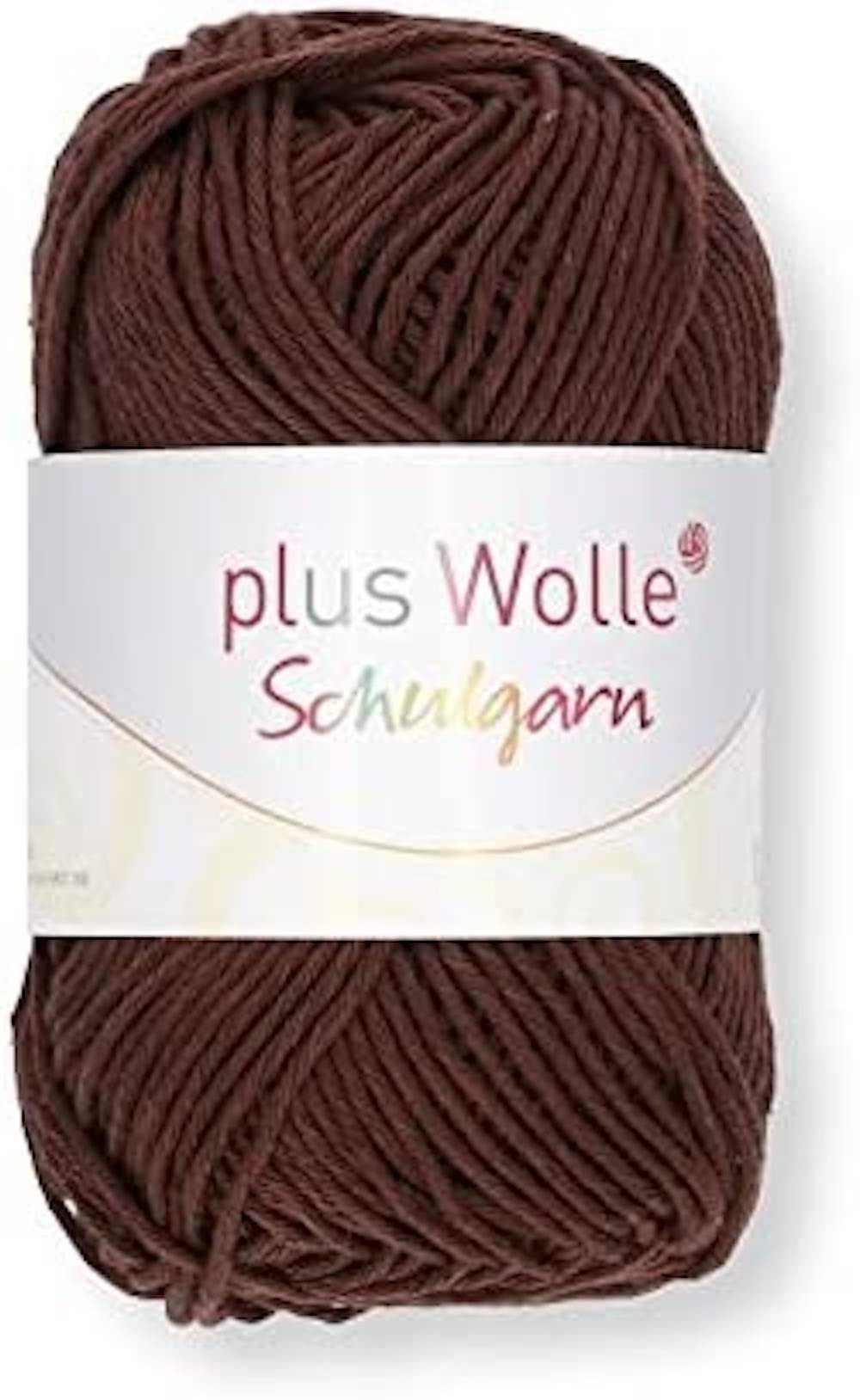 H-Erzmade Dekofigur Braun Schulgarn, 100% Plus Wolle 50g/85m, Baumwolle