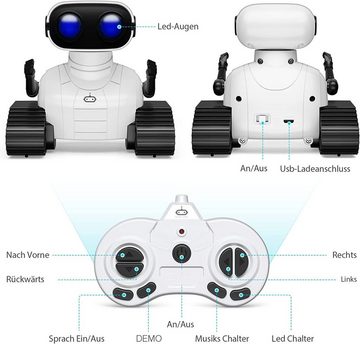autolock RC-Roboter Intelligenter Roboter,2.4GHz Ferngesteuertes Roboter Spielzeug, wiederaufladbar mit LED-Augen,Musik,Interessanten Geräuschen