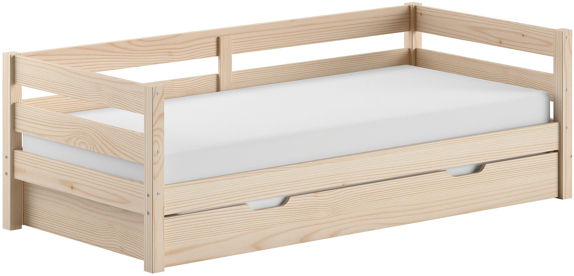 Vipack Daybett Margrit mit Bettschublade, in zeitlosem Design, universell einsetzbar, stabiles Massivholzbett, wahlweise in 2 Farben erhältlich