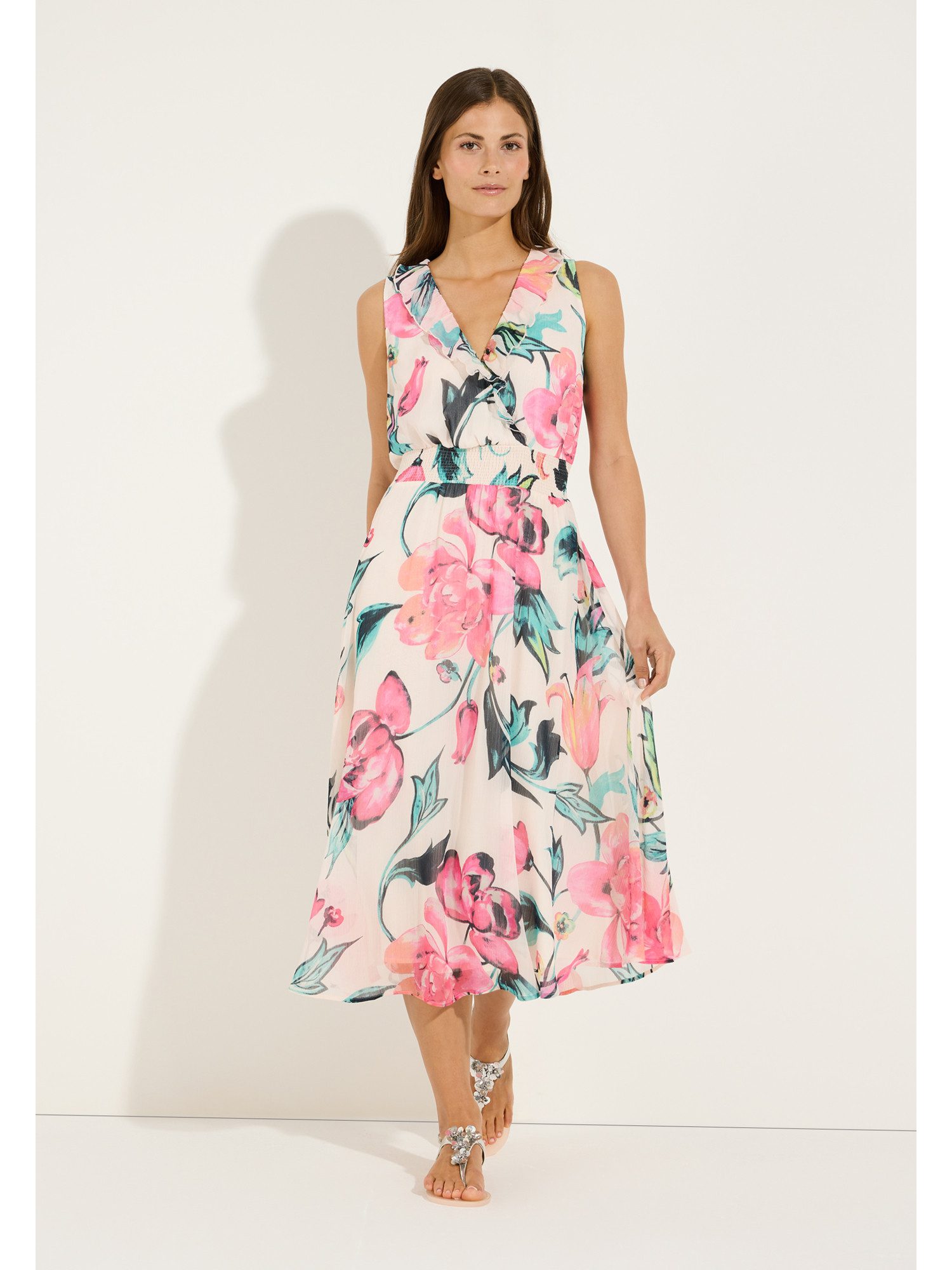 MORE&MORE Blusenkleid feminines, florales Midi-Schlupfkleid