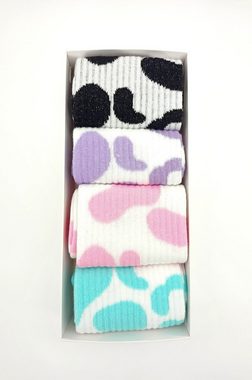 NoblesBox Freizeitsocken Lustige Socken (Box, 4 Paar) Smiley Socken, 37-43 Größe