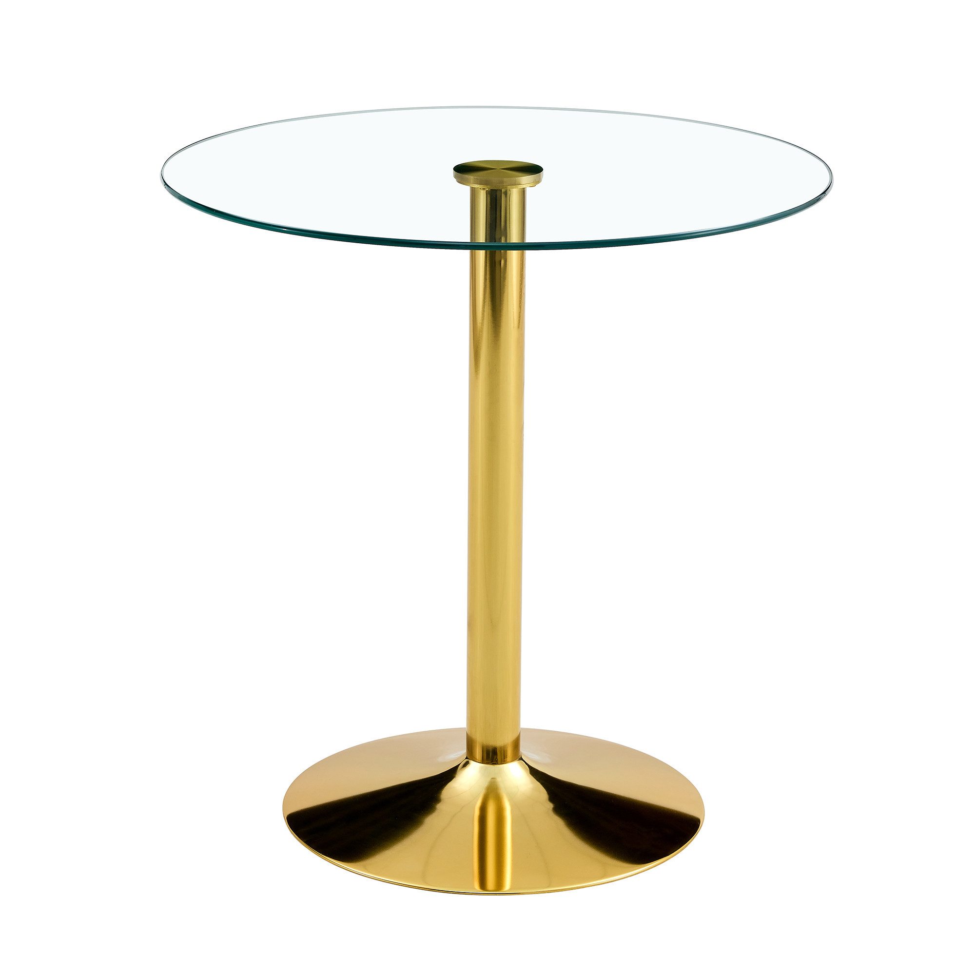 gopop Bartisch Runder Barhocker-Tisch aus gehärtetem Glas mit silbernem Metallfuß (1-St)